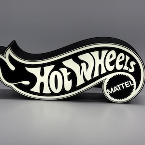 Hot Wheels Black & White effect texture  LED garage sign 13 &quot; wide  Wall Decor