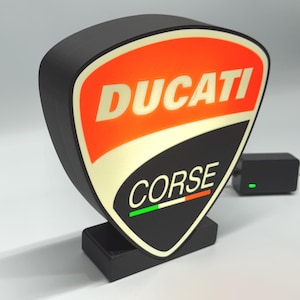 Ducati Crest Custom LED desk garage sign 9&#39; tall by 8&quot; wide Wall art Decor gift or shop  display cycling perfect gift