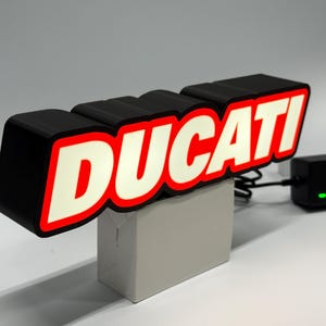 Ducati  Custom LED desk garage sign 10&quot; wide Wall art Decor gift or shop  display cycling perfect gift