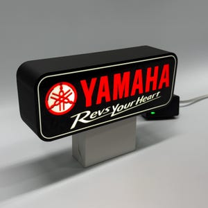 Yamaha Revs your heart racing LED garage sign 9 &quot; wide Wall shelf desk Decor gift art