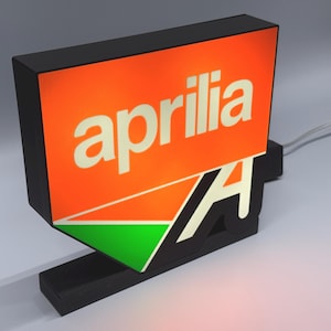 Aprilia Crest Custom LED with stand desk garage sign 9&#39; tall by 8&quot; wide Wall art Decor gift or shop  display cycling perfect gift