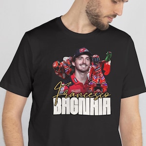 Francesco Bagnaia #63 Ducati Lenovo Team Moto GP World Champion , DTF print in bella canvas black all size S M L XL