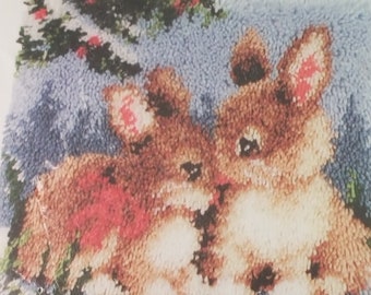 Craftways carrot and bunny Latch Hook rug banner Kit 11/" x 28/" new Easter