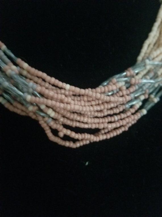Multi-colored Multi-strand Seed Bead Necklace - image 3