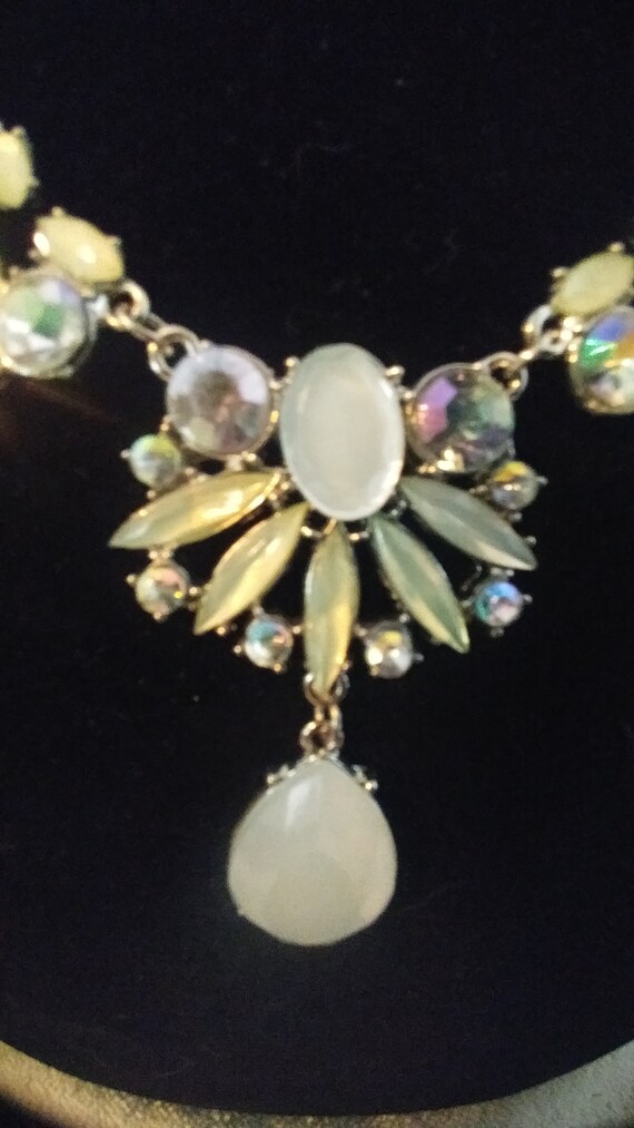 Rhinestone Flower Statement Necklace - image 2