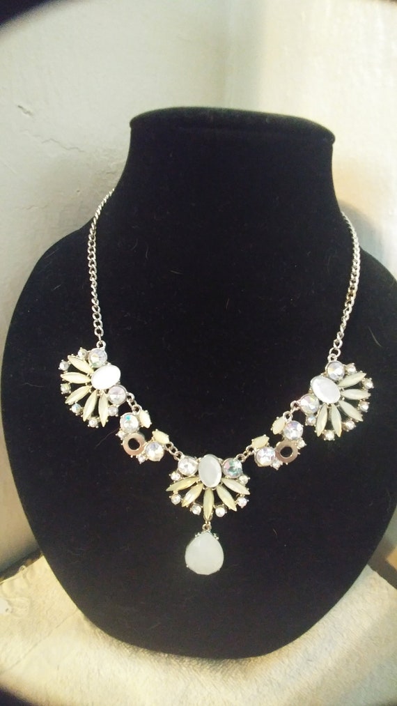Rhinestone Flower Statement Necklace - image 1