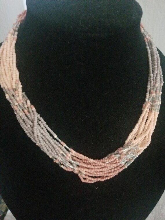 Multi-colored Multi-strand Seed Bead Necklace - image 1