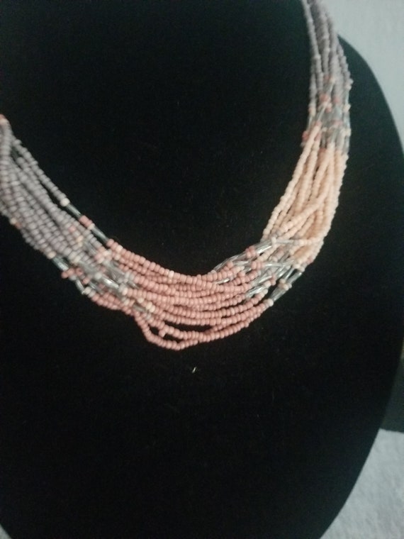 Multi-colored Multi-strand Seed Bead Necklace - image 2