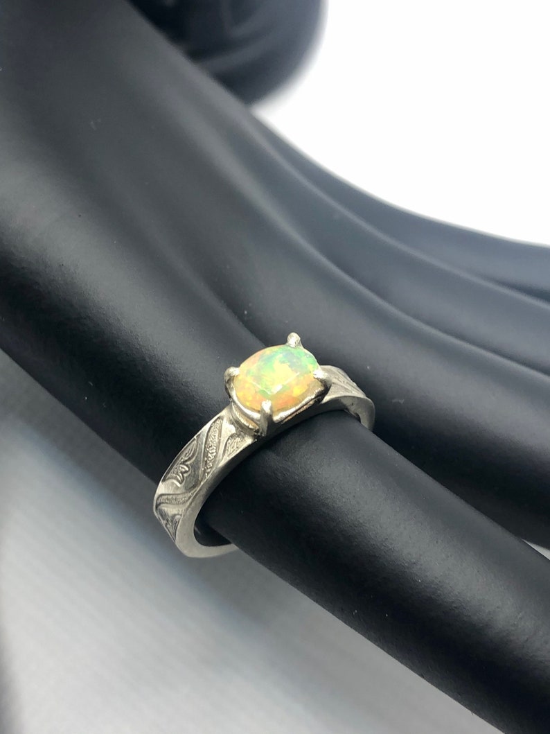 Sterling Silver-Size 7 With Ethiopian Opal