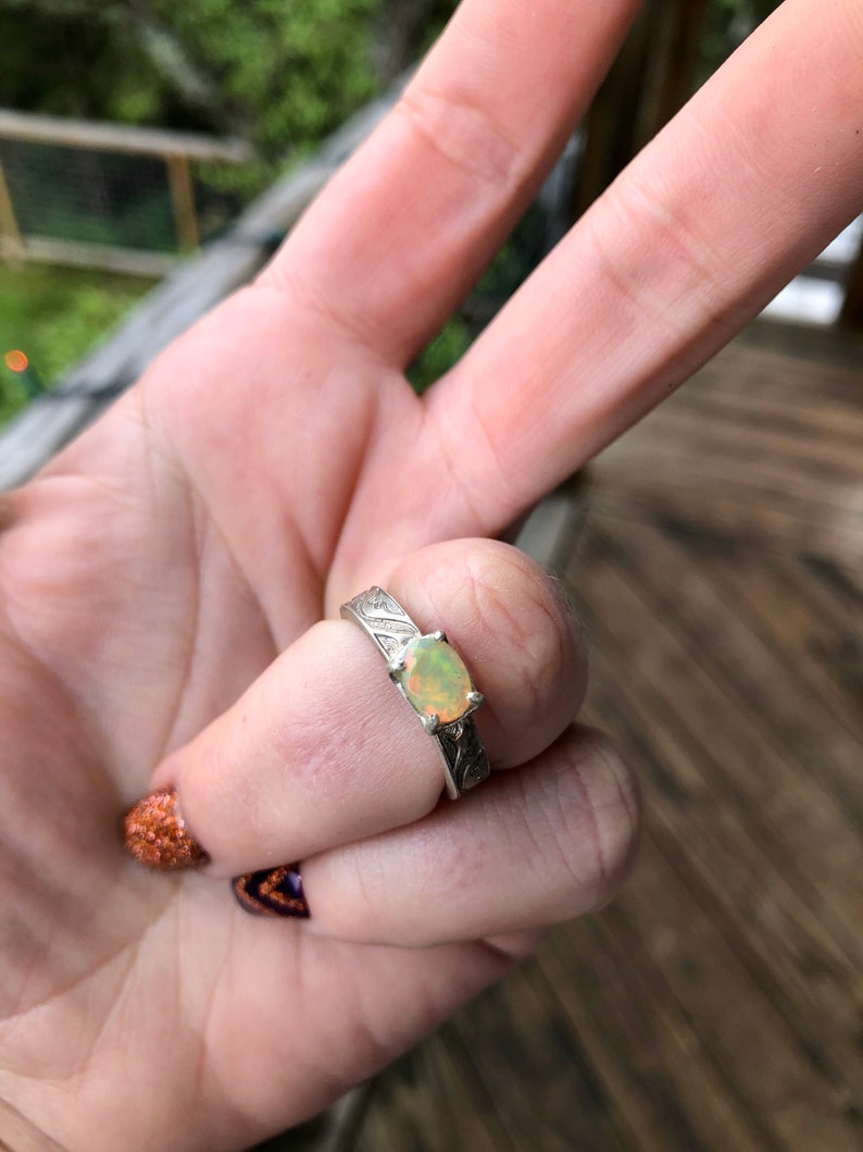 Sterling Silver-Size 7 With Ethiopian Opal