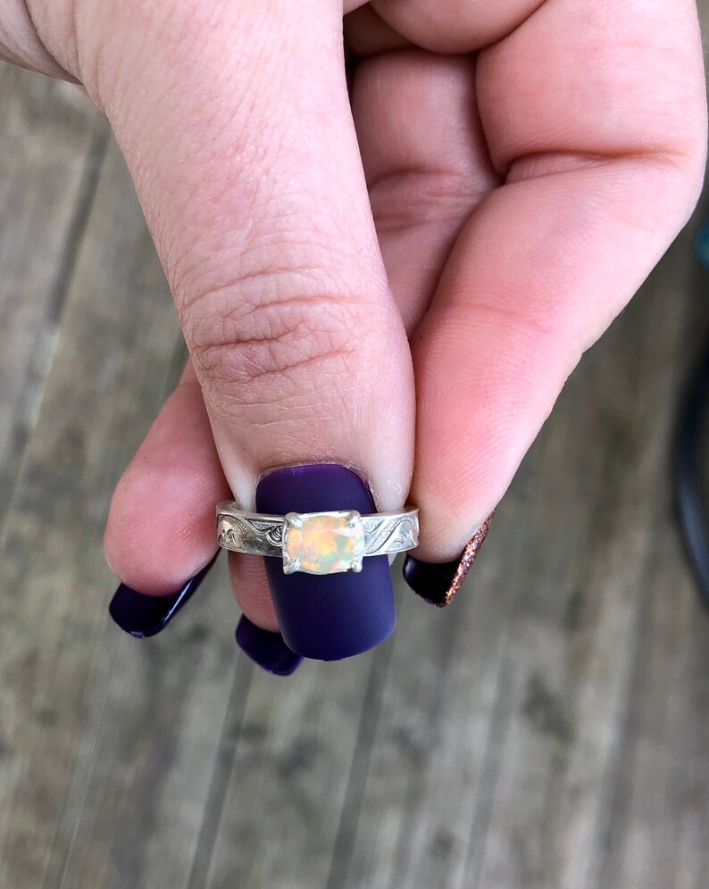 Sterling Silver-Size 7 With Ethiopian Opal