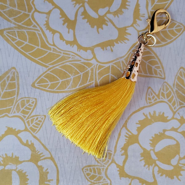 Dark yellow tassel planner charm