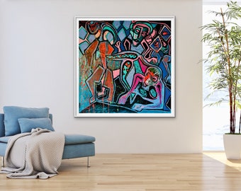 Acryl auf Leinwand 45, 100x100 (cm), weltweiter Versand, figurative Kunst, Acryl auf Leinwand, figuratives Kunstwerk fertig zum Aufhängen