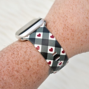 Heart Plaid Silicone Watch Band compatible with Apple Watch