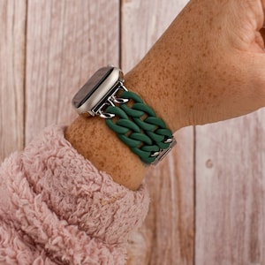 Dunkelgrüne Doppel-Dressy-Kettenarmband für Apple-Uhr