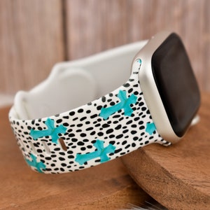 Turquoise Cheetah Cross Print Silicone Watch Band compatible with Apple Watch