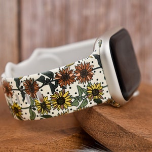 Sunflowers Floral Silicone Watch Band compatible with Apple Watch