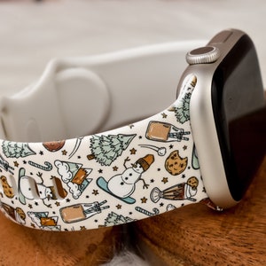 Santa Christmas Tree Snowman Silicone Watch Band compatible with Apple Watch Fitbit Samsung Garmin