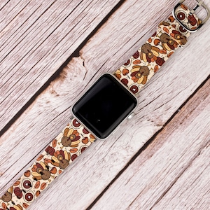 Leather Thanksgiving Fall Turkey Pumpkin Silicone Watch Band compatible with Apple Watch