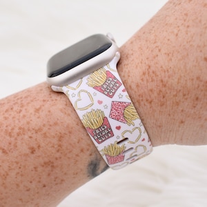 Fries before Guys Anti Valentines Silicone Watch Band compatible with Apple Watch
