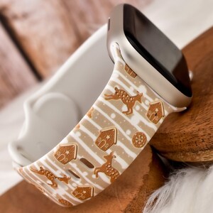 Weihnachtsarmband aus Silikon mit Rentier-Lebkuchenmotiv, kompatibel mit Apple Watch
