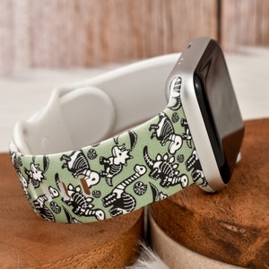 Halloween Dinosaur  Skeleton Silicone Watch Band compatible with Apple Watch Fitbit Samsung Garmin