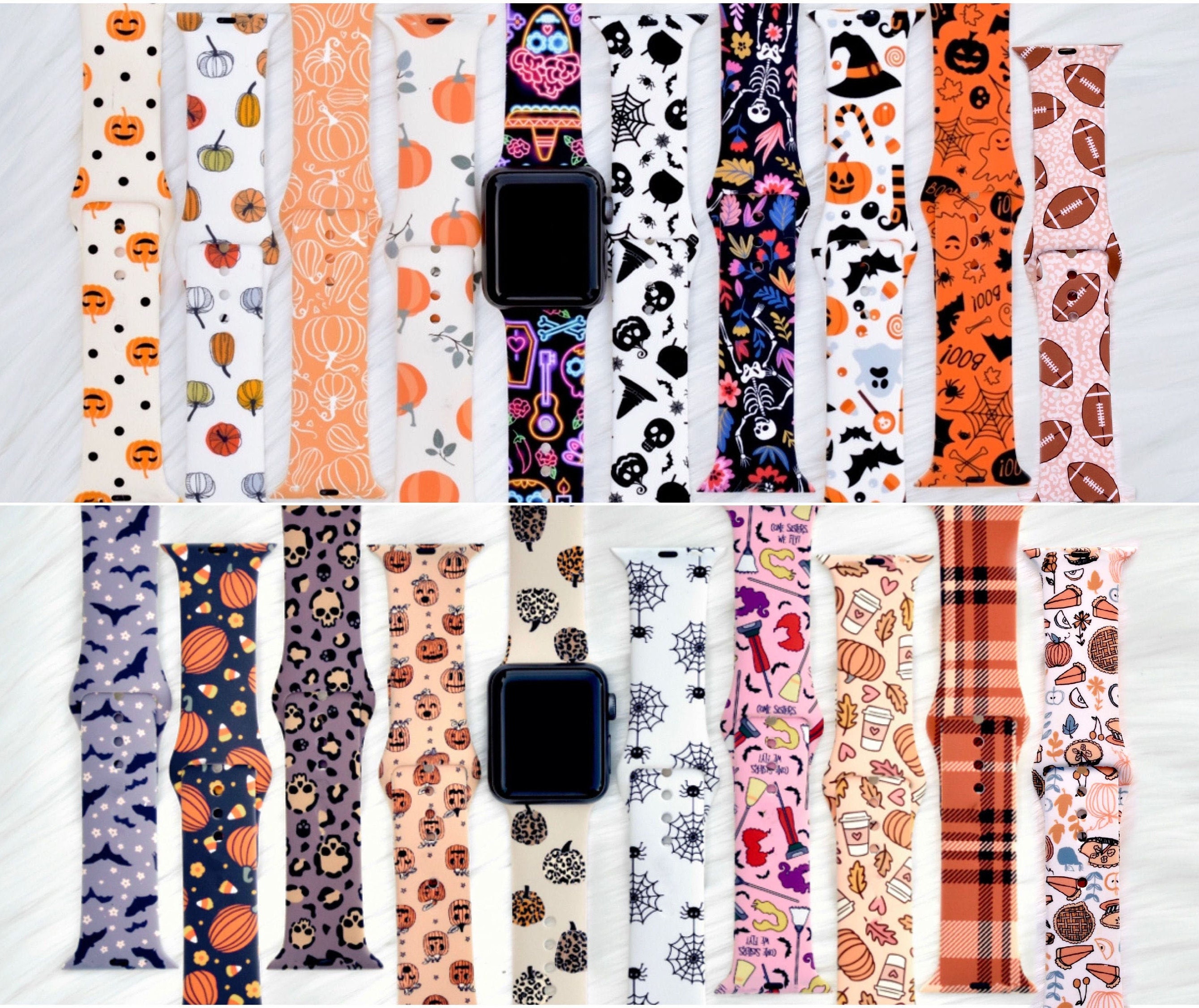Fall & Halloween Print Silicone Watch Band for Apple Watch