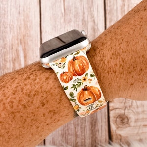 Pumpkin Leaves Vine Fall Silicone Watch Band compatible with Apple Watch Fitbit Samsung Garmin