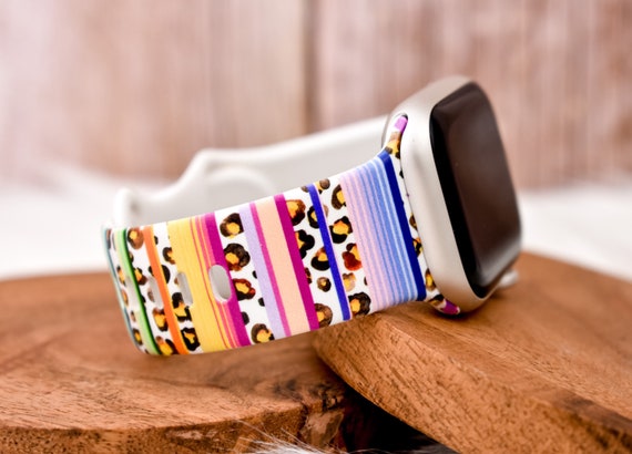 Western Serape Leopard Print Silicone Watch Band Compatible With