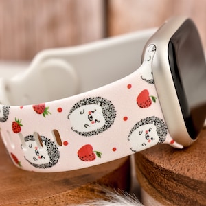 Hedgehog Strawberries Silicone Watch Band compatible with Apple Watch