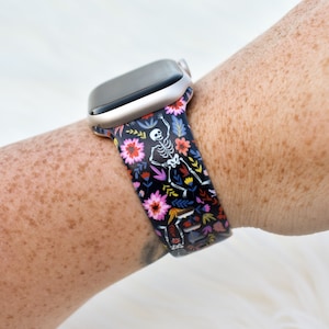 Dancing Skeletons Silicone Watch Band compatible with Apple Watch Fitbit Samsung Garmin