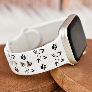 Kitty Cat Print Silicone Watch Band compatible with Apple Watch Fitbit Samsung Garmin