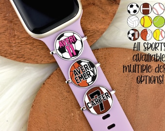 Personalized Sports Charm compatible with Apple Fitbit Samsung Garmin Watch Bands