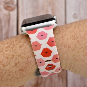 Lips Valentines Silicone Watch Band compatible with Apple Watch