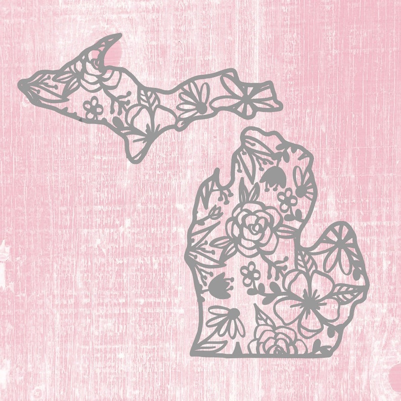 Floral Michigan SVG State Etsy