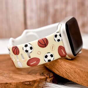 Soccer Football Basketball Baseball Tennis Sports Watch Band compatible with Apple Watch