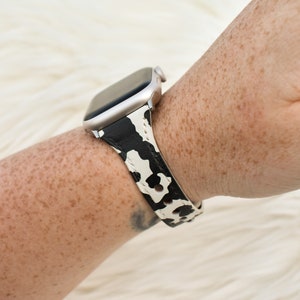 Slim Cow Print Leather Watch Band for Apple Watch
