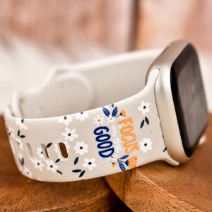 Focus on the Good Floral Positive Inspirational Silicone Watch Band compatible with Apple Watch