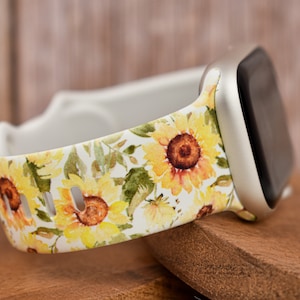 Sunflowers Floral Silicone Watch Band compatible with Apple Watch