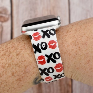 XOXO Cream Valentines Silicone Watch Band compatible with Apple Watch