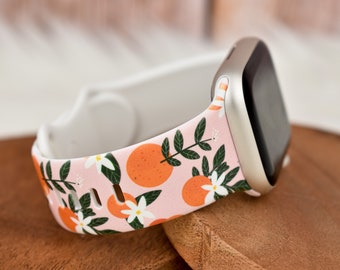 Orange Blossom Silicone Watch Band compatible with Apple Watch