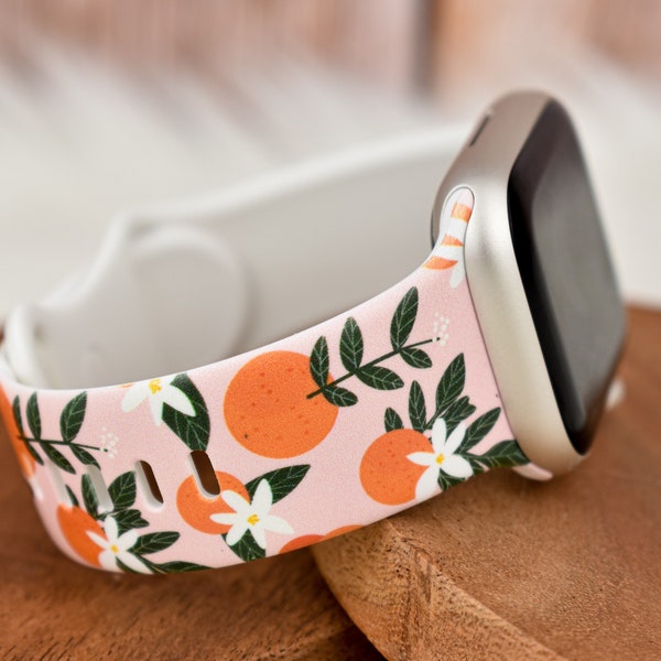 Orange Blossom Silicone Watch Band compatible with Apple Watch