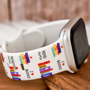 I Love Books Apple Silicone Watch Band compatible with Apple Watch Fitbit Samsung Garmin