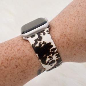 Brown Cow Print Silicone Watch Band compatible with Apple Watch Fitbit Samsung Garmin