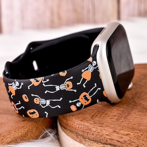 Pumpkin Skeletons Silicone Watch Band compatible with Apple Watch