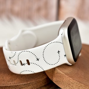 Travel Flight Attendant Airplane Silicone Watch Band compatible with Apple Watch Fitbit Samsung Garmin (available on black band pls inquire)
