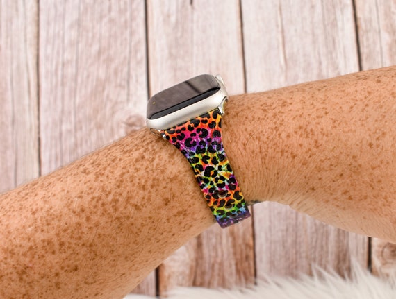 Iwatch Band Multicolor Cheetah Apple Watch Band Slim Tie Dye