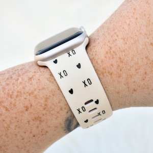 XOXO Cream Valentines Silicone Watch Band compatible with Apple Watch