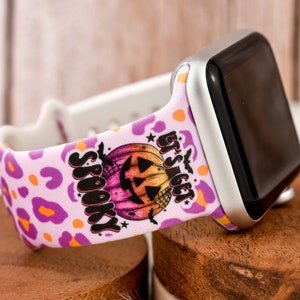 Let’s Get Spooky Leopard Pumpkin Silicone Watch Band compatible with Apple Watch