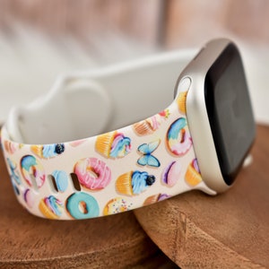 Donut Desserts Butterfly Silicone Watch Band compatible with Apple Watch